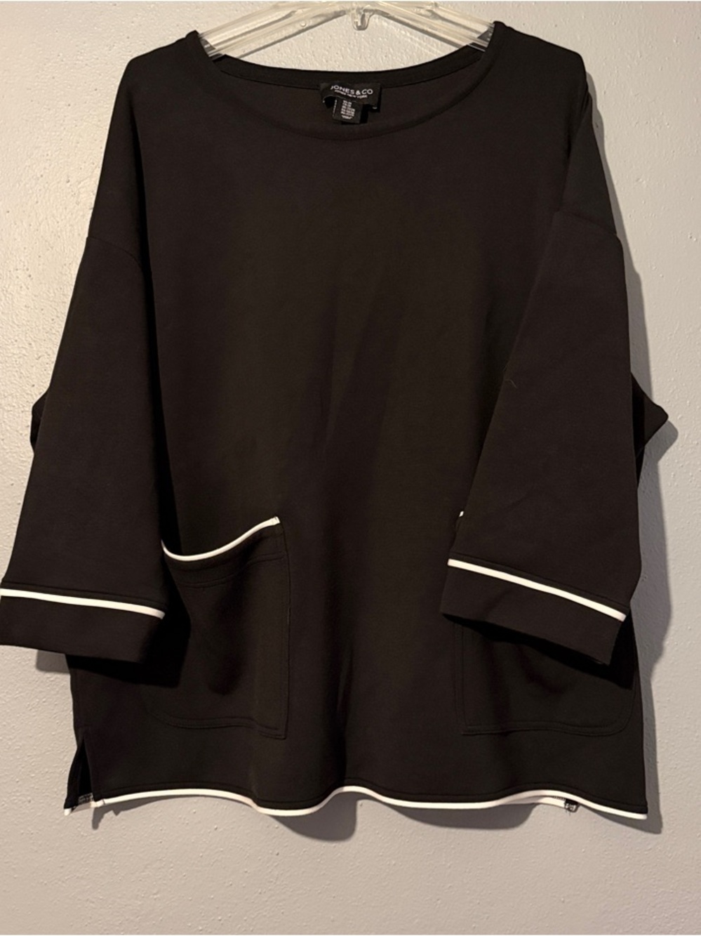 Jones & Co Black Tunic with White Piping
